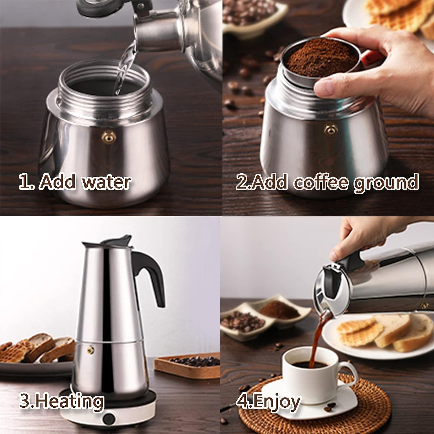 4/6/9 Cups Moka Pot Caffe Mach - огляд і ціна Hero Coffee Equipment
